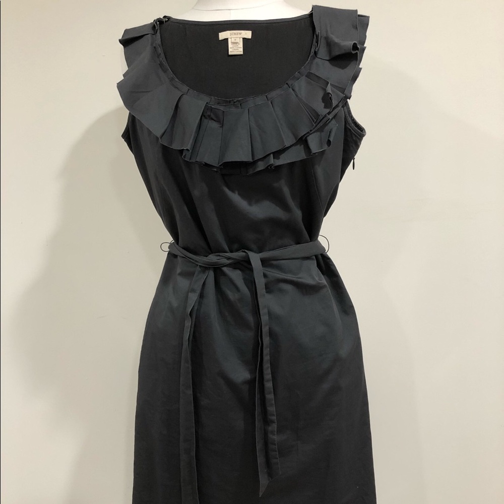 J. Crew Grey Ruffle Collar Career Dress